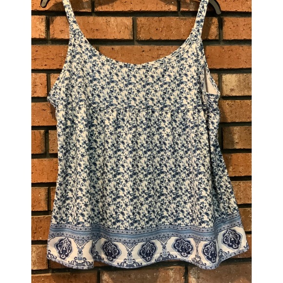 Women's Paisley Floral Blue Spaghetti Strap Tank Top Size 1XL - Picture 4 of 4
